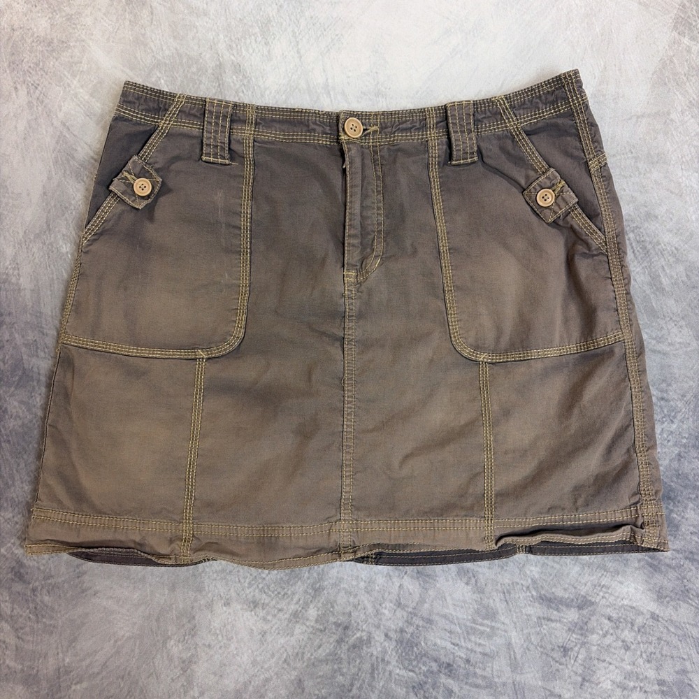 Y2K Vintage Unionbay Cargo Skirt Women 10 Brown Utility Contrast Stitch Mini